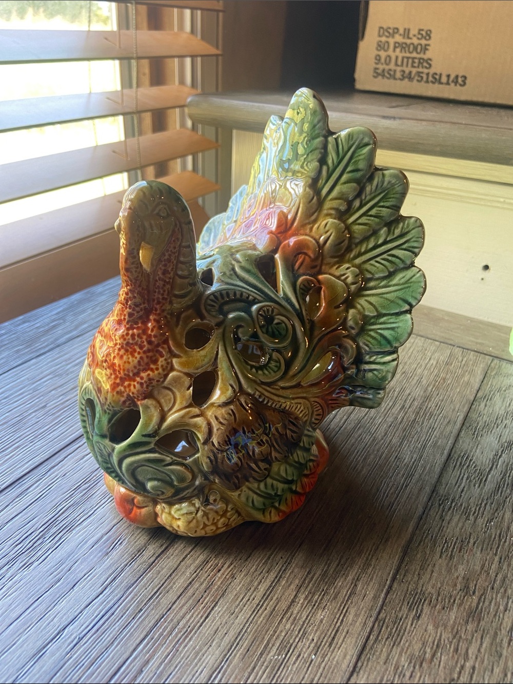 Source Unknown Multicolor Glazed Ceramic Turkey Figurine
